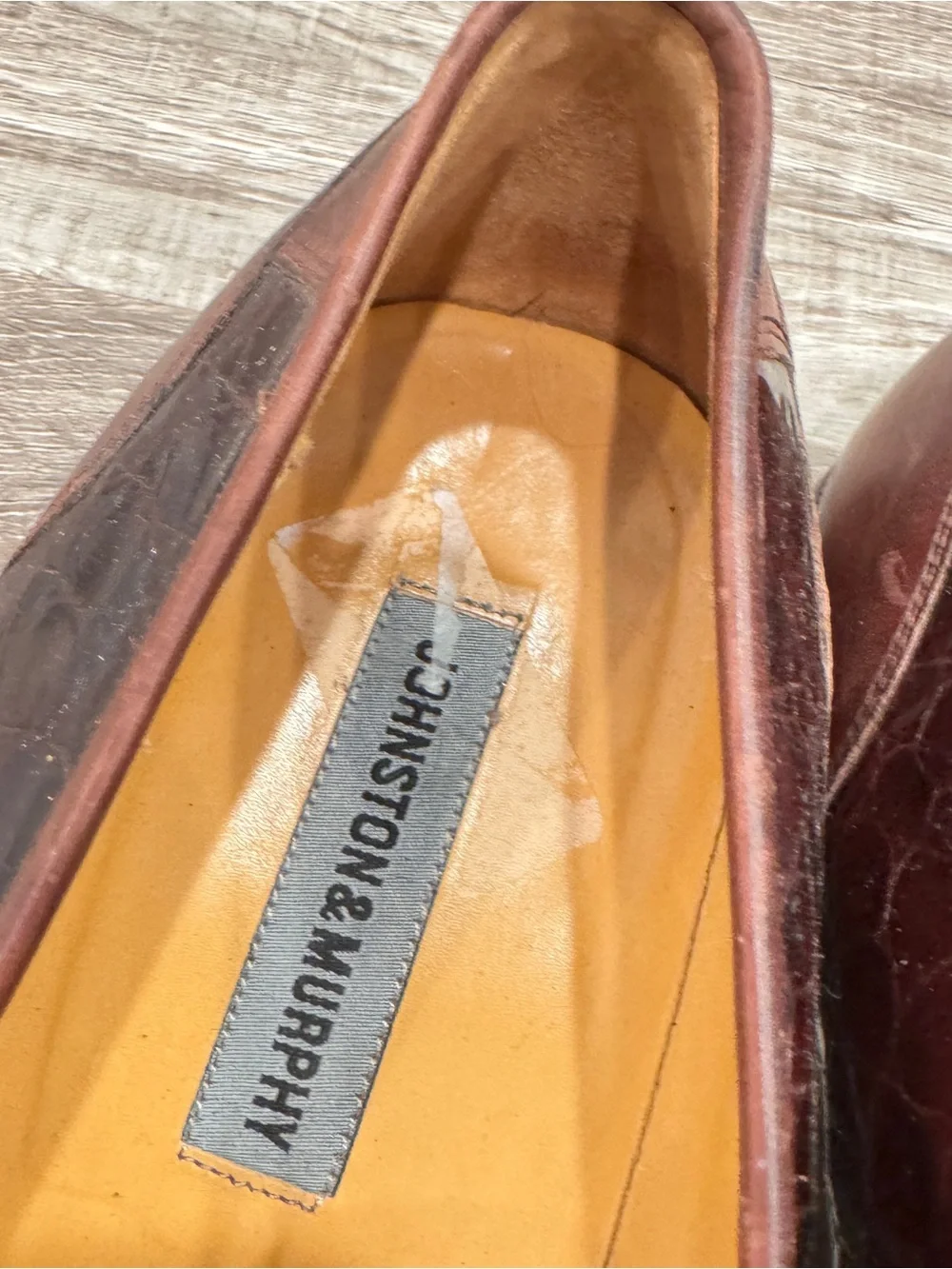 Johnston & Murphy Mixon Loafers Brown Leather Croc Print Tassels Men's 13